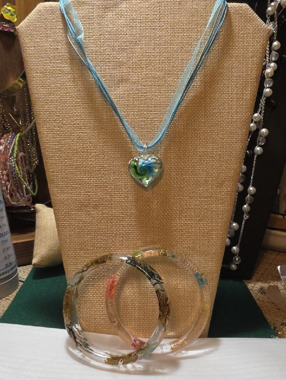Blue Glass Heart Pendant Necklace for Women